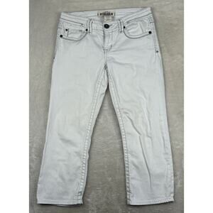Hydraulic Jeans Women’s Size 10 White Embroidered Pockets Denim Capris Stretch